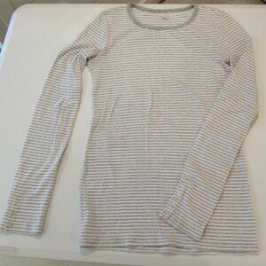 Gap Gray/White Striped Cotton StretchThermal Tee Small